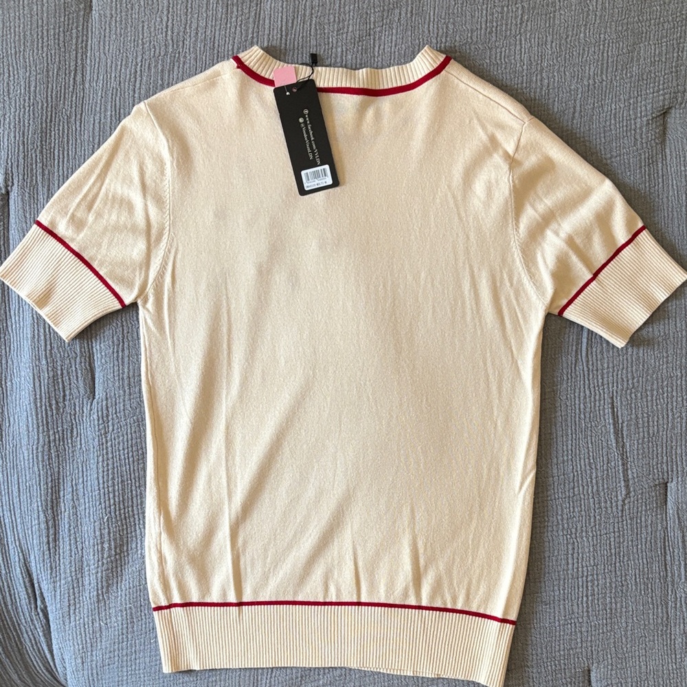 Voodoo Vixen Cream Sweater with Red Heart and Arrows - Picture 7 of 8